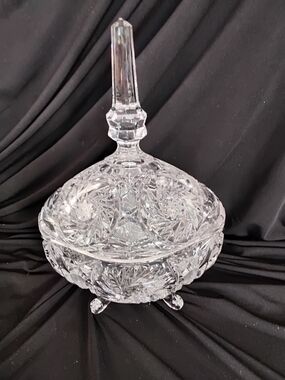 Vintage Anna Hutte Echt Bleikristal 24% Let Glass Covered Candy Dish